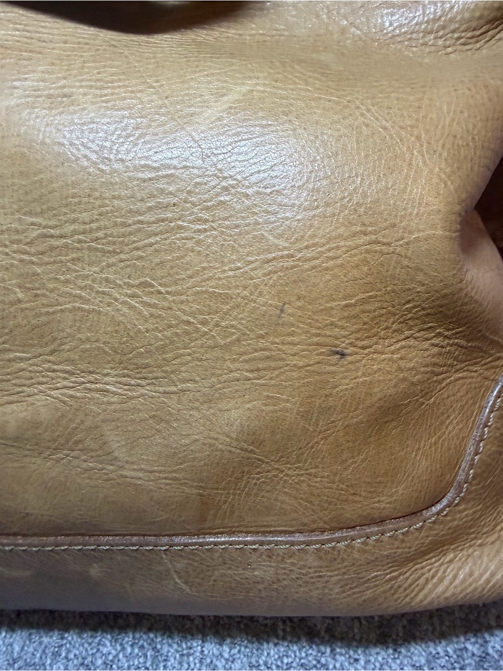 Vintage Frye Two-Tone Tan and Dark Brown Leather Crossbody Bag - Picture 4 of 11